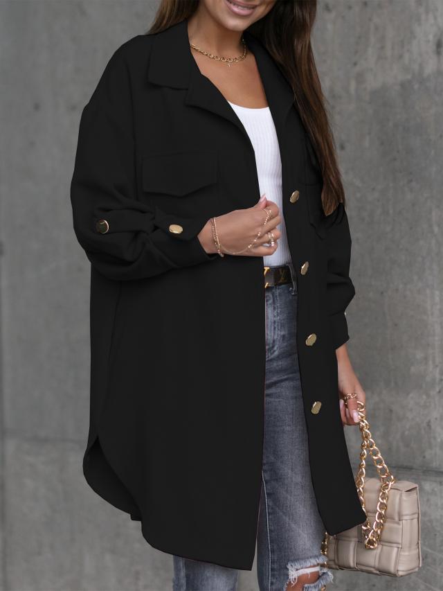 Chic oversized shirt jacket for women with pockets and button details Lune London