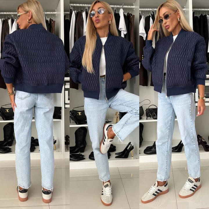 Quilted jacket for women with a sporty and elegant design featuring voluminous sleeves Lune London