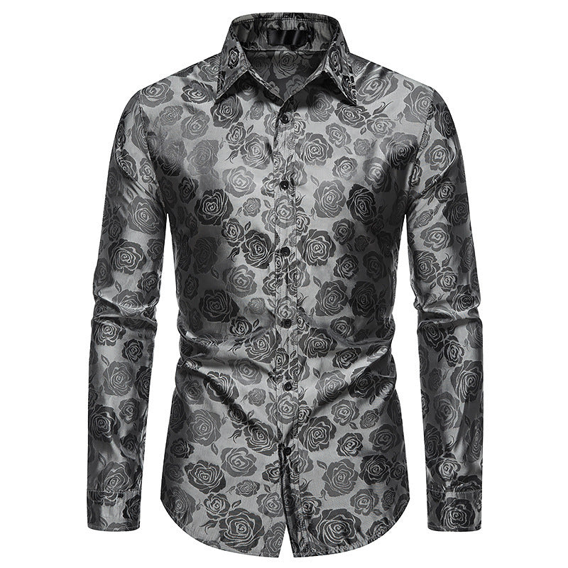 Shirt for men with floral patterns and an elegant shine Lune London