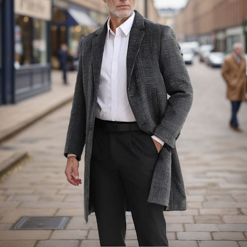 Elegant checkered coat for men made of high-quality material Amarae