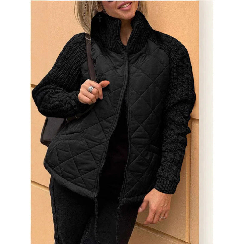 Ladies quilted jacket with wool details Lune London
