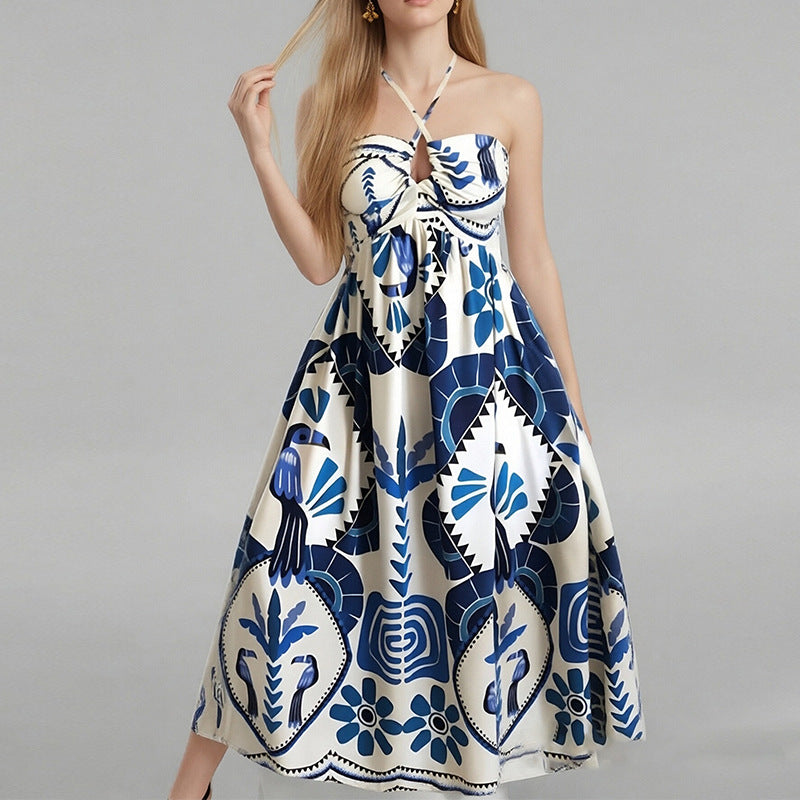 Robe Maxi d'Été Élégante pour Femmes avec Encolure Bandeau et Imprimé Floral Chic & Stil