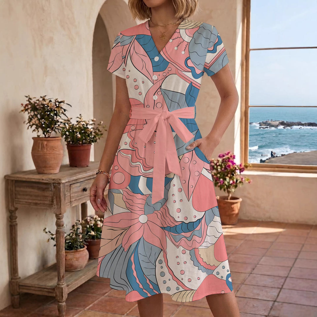 Women's Midi Dress with Floral Accents and Tailored Fit Lune London