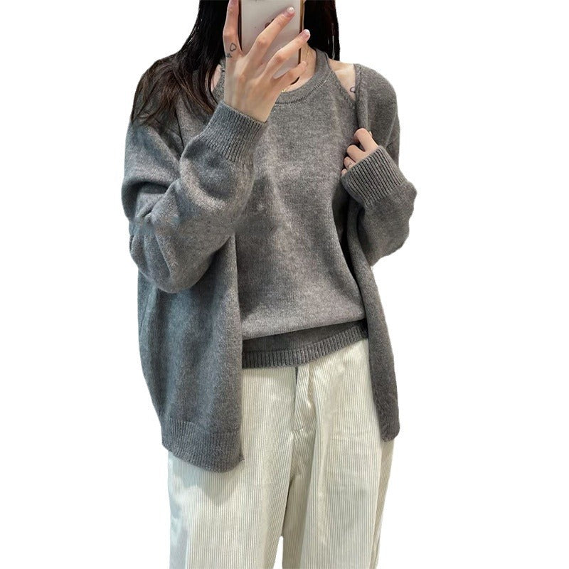 Pull en maille pelucheuse pour femme avec coupe décontractée et manches ouvertes Chic & Stil