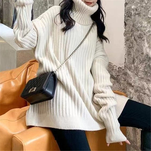 Pull turtleneck élégant et confortable pour femmes avec texture côtelée Chic & Stil