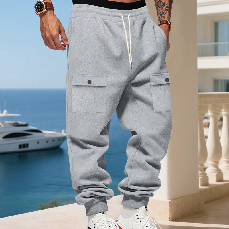Men's cargo jogger pants with elastic waistband and functional pockets Lune London