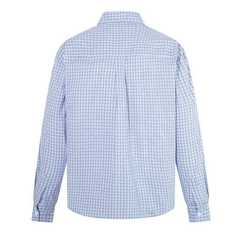 Men's Checked Cotton Long Sleeve Shirt in Relaxed Fit with Kent Collar Amarae