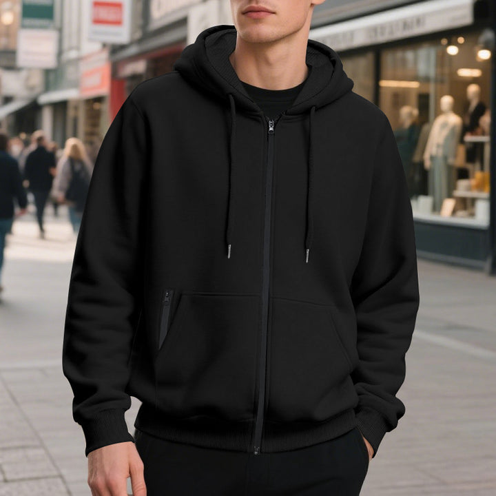Hooded jacket for men with high-quality zipper and practical kangaroo pocket Lune London