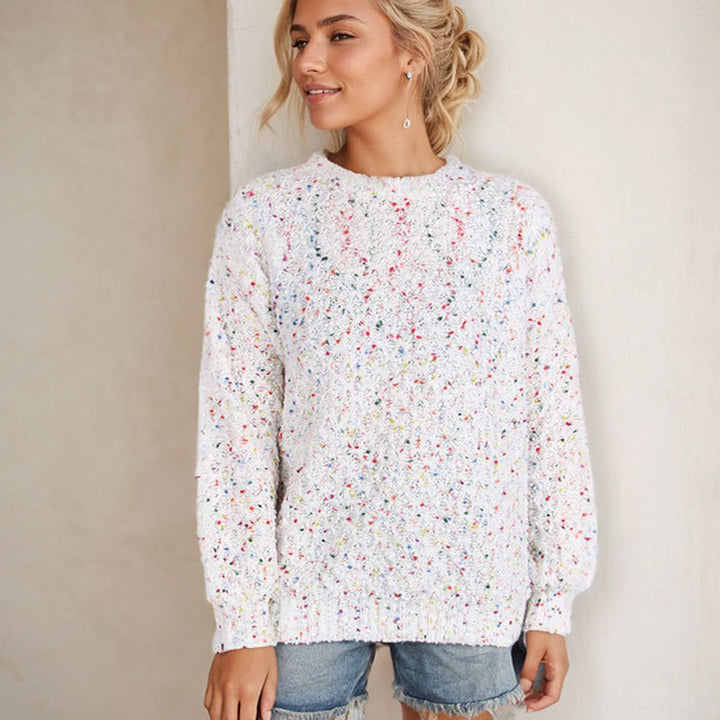Pull en tricot aérien pour femme avec fil coloré et toucher doux Chic & Stil