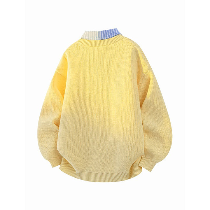 Women's sweater with integrated shirt collar and casual V-neck Lune London