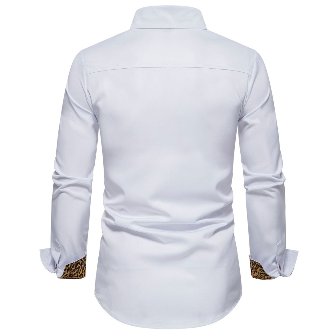 Men's Elegant Long-Sleeve Shirt with Leopard Print Amarae
