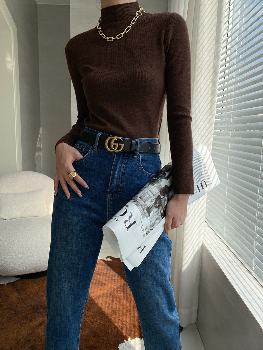 Women's fine knit top with high collar Chic & Stil