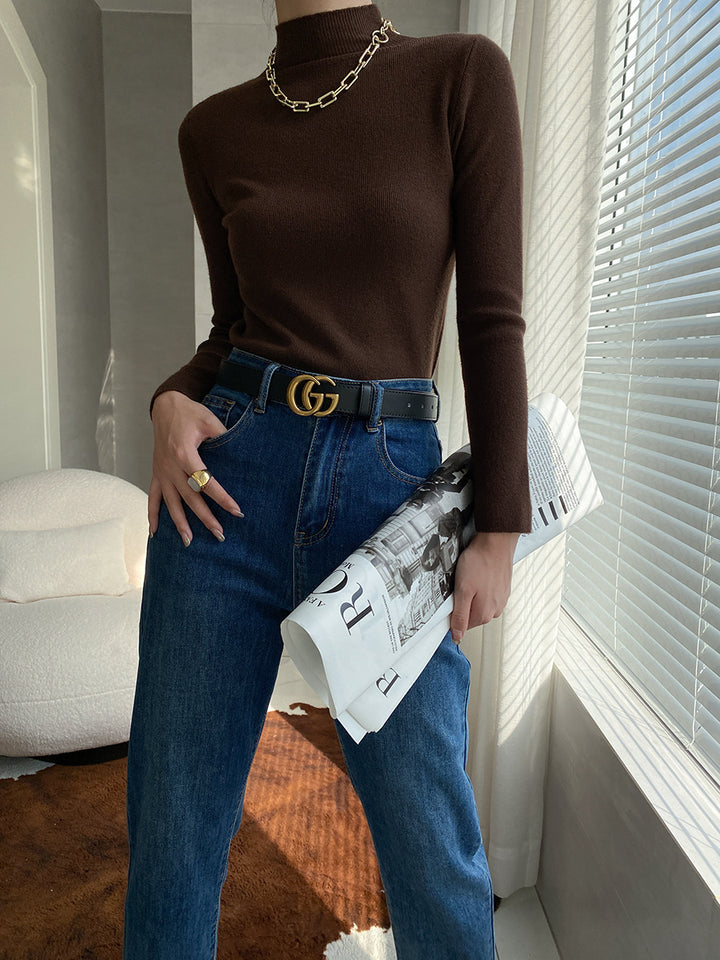 Women's fine knit top with high collar Chic & Stil