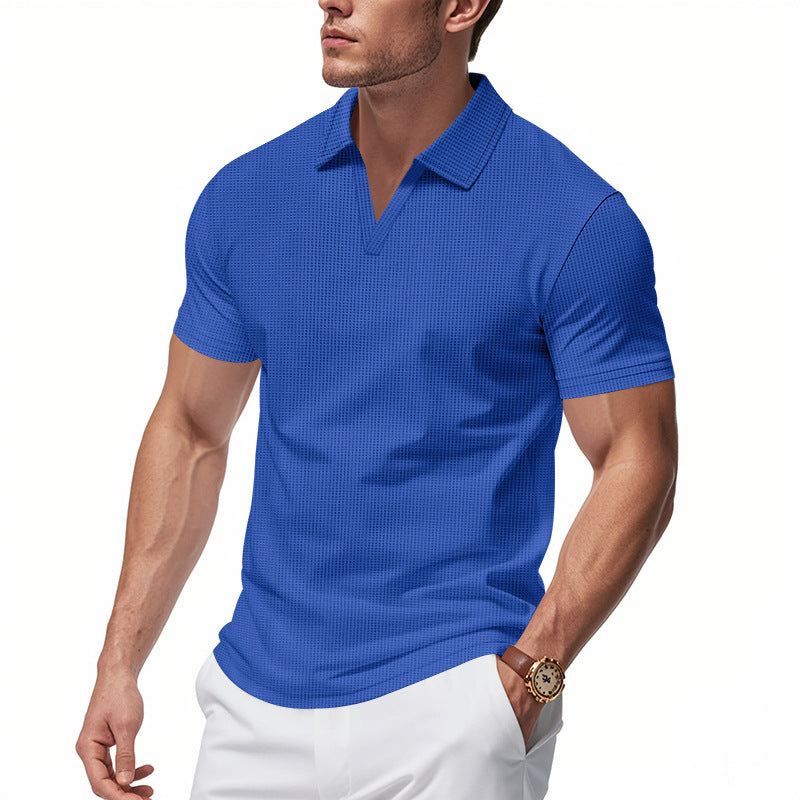 Men's Short Sleeve Henley T-Shirt with Textured Design and Modern V-Neck Lune London