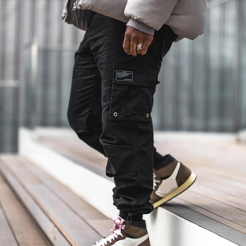 Functional cargo pants for men with elastic waistband and multiple pockets Lune London