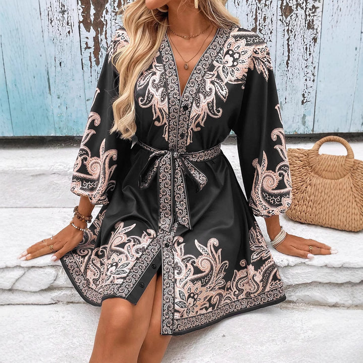 Mini dress Lune London with bohemian paisley print for women