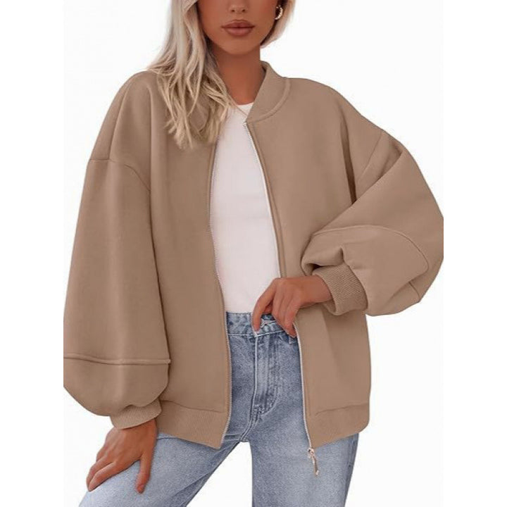 Lune London oversized casual jacket for women with zipper and balloon sleeves