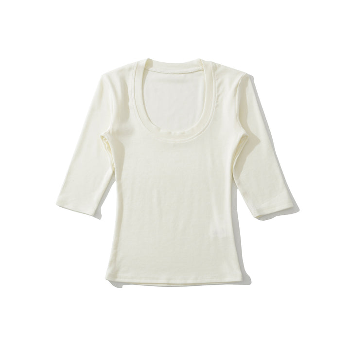 Women's fitted long sleeve with a deep round neckline Amarae