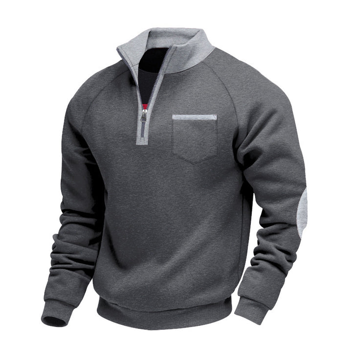 Fleece sweater for men with high collar and zip closure on the side Lune London