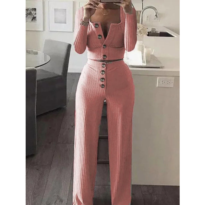 Ladies Comfortable and Elegant Knit Set 2 Pieces with Chic Button Details and Style
