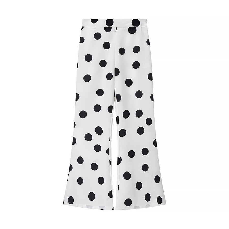 Modern Marlene pants for women with a timeless polka dot design Lune London