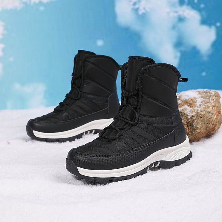 Women's waterproof winter boots, padded, with non-slip sole and elastic quick-lacing system Lune London