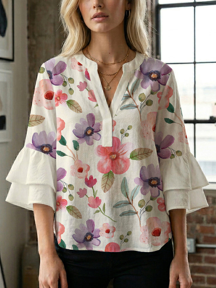 Women's flower creation with voluminous ruffled sleeves Lune London