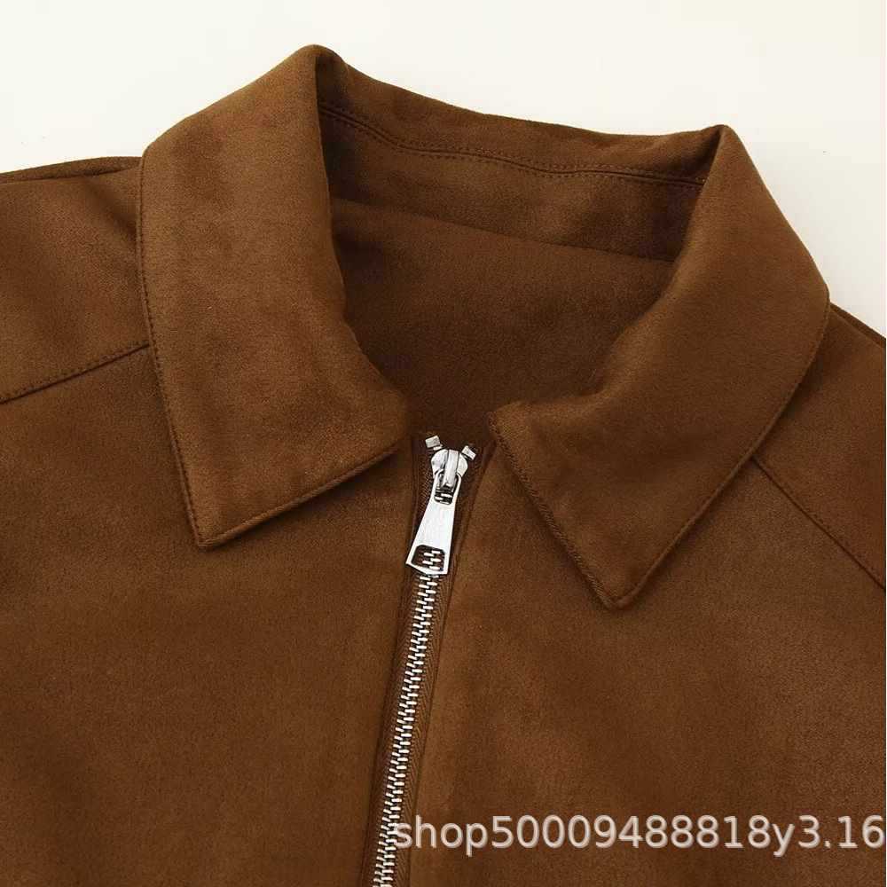 Trendy suede jacket for women with practical zip pockets Lune London