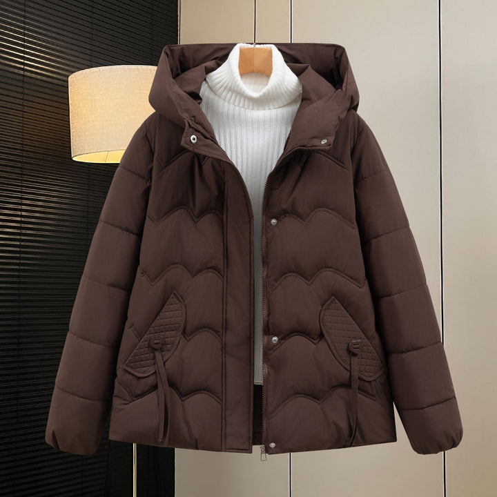 Ladies down jacket with hood and front pockets Lune London