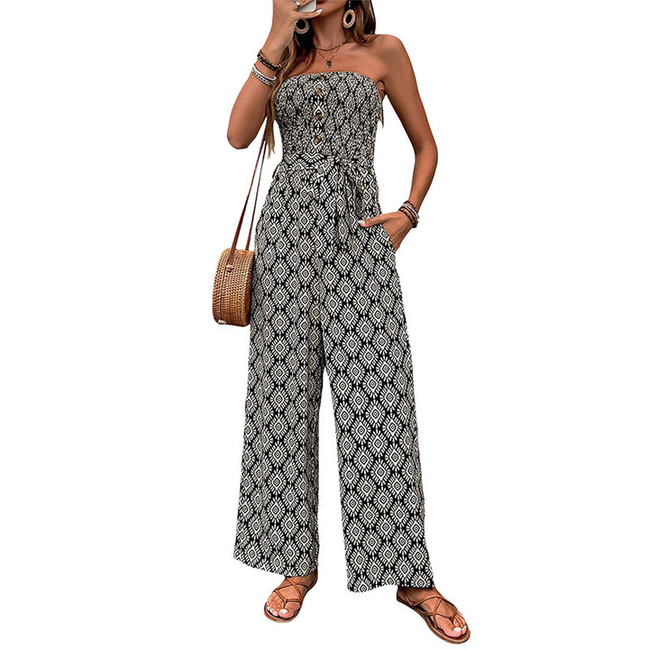 Casual jumpsuit for women with elastic top and trendy pattern Lune London