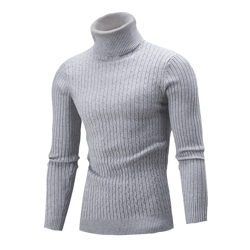 Men's Turtleneck Sweater In Classic Ribbed Pattern Lune London