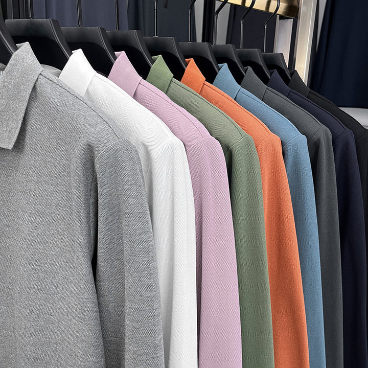 Men's Long Sleeve Polo with Structured Design and Breathable Properties Lune London