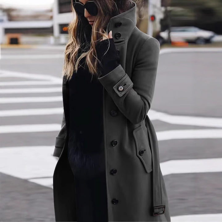 Elegant trench coat for women with high collar and practical pockets Lune London
