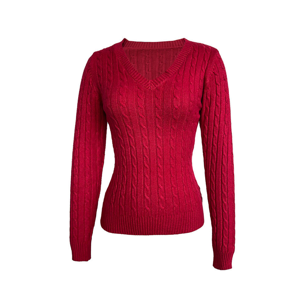 Pull femme avec col en V et motif en câble texturé Chic & Stil
