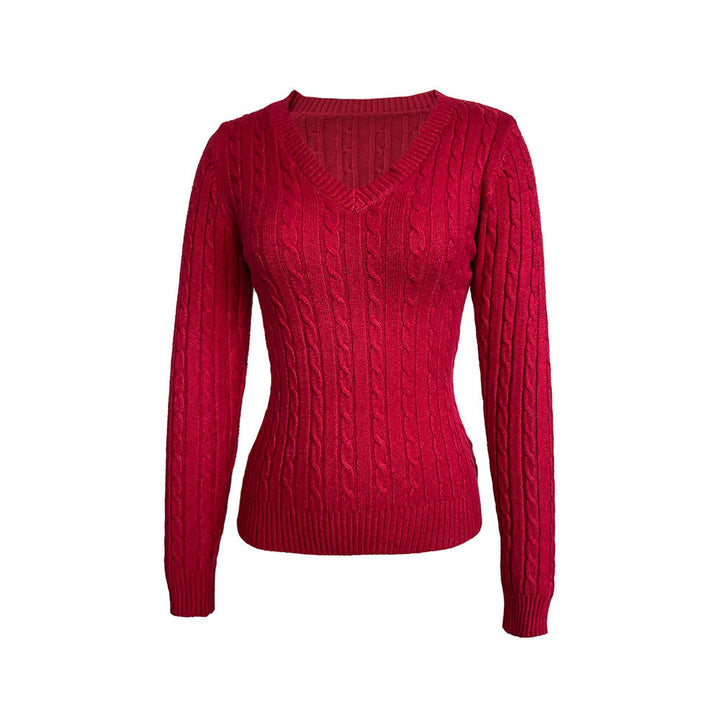 Pull femme avec col en V et motif en câble texturé Chic & Stil