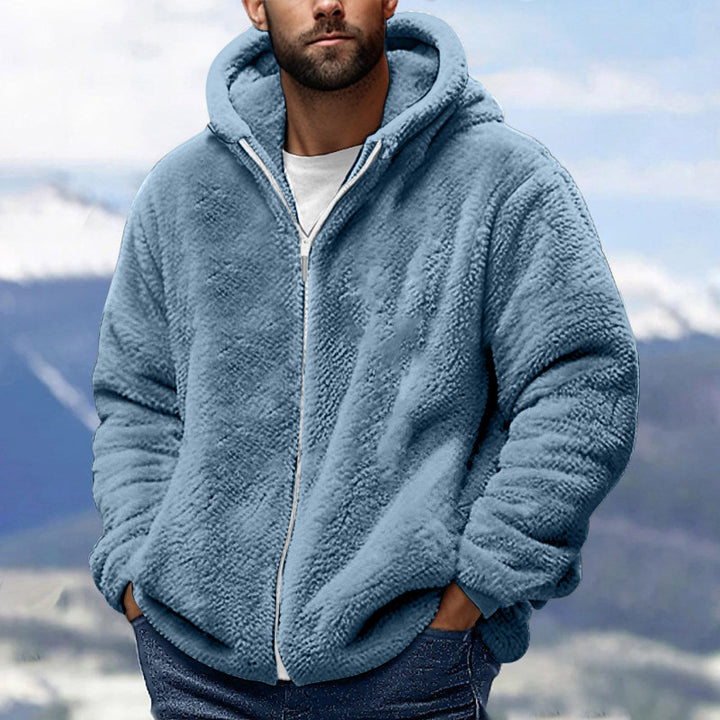 Men's Cozy Teddy Fleece Zip-Up Hoodie with Oversized Fit Amarae