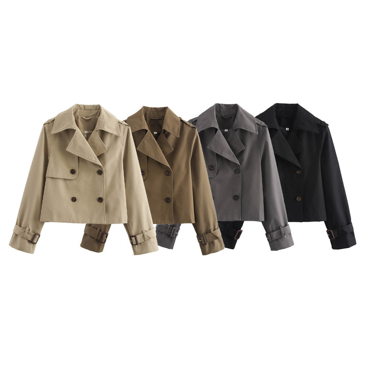 Veste de transition cropped à la mode pour femmes avec large col Chic & Stil