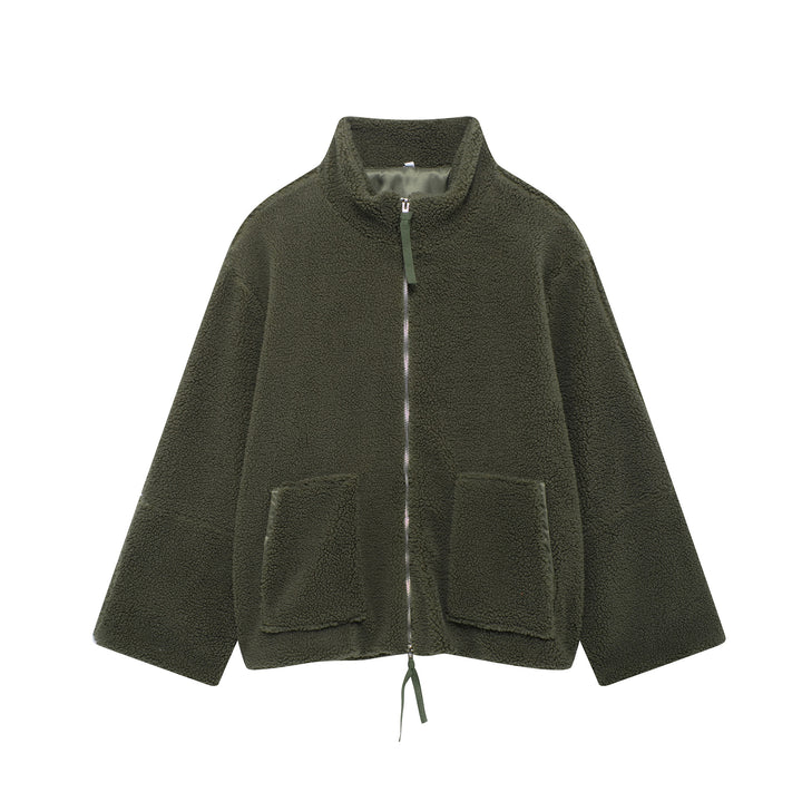 Comfortable fleece jacket for women with a high collar and practical pockets Lune London