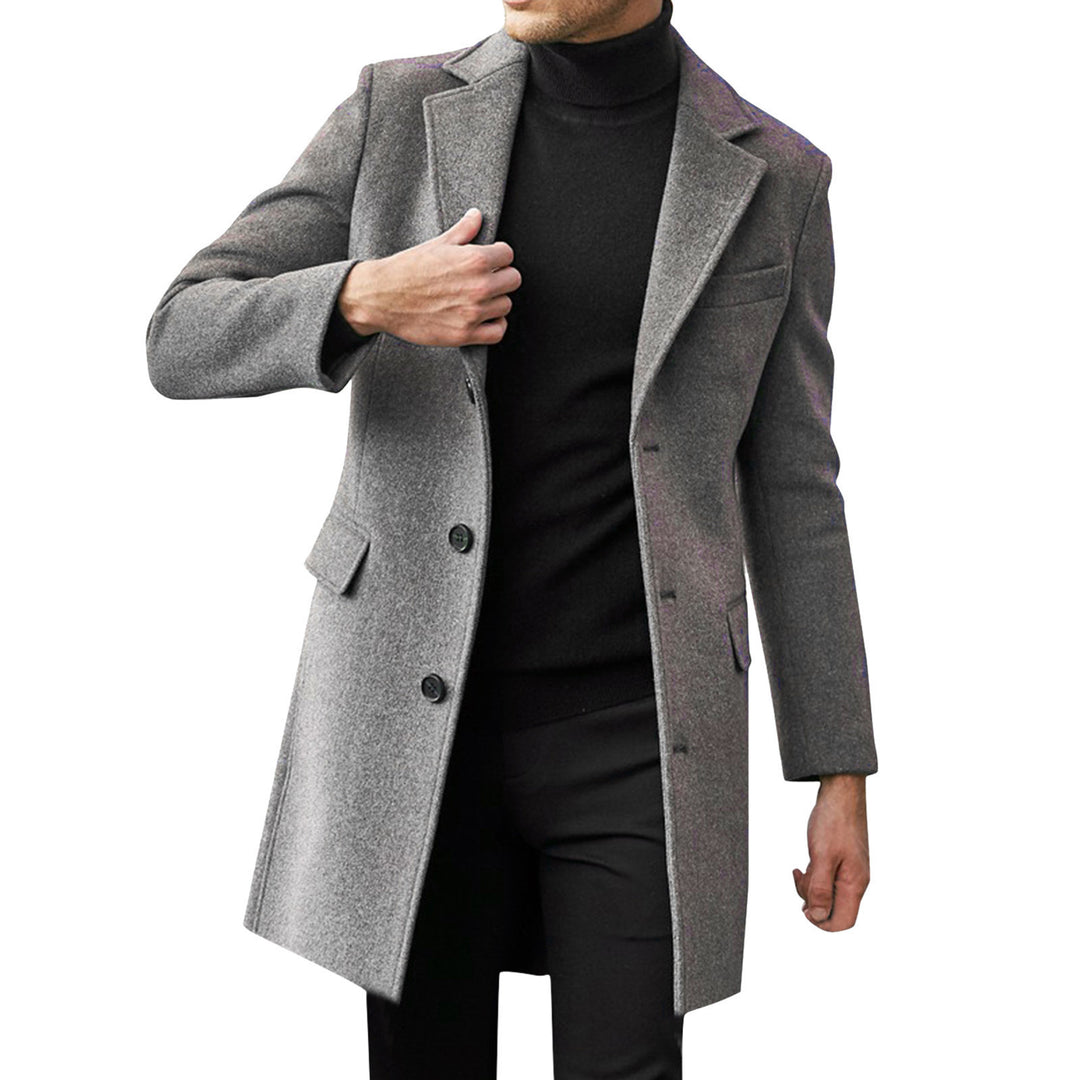 Elegant wool coat for men with a classic collar and hidden buttons Amarae