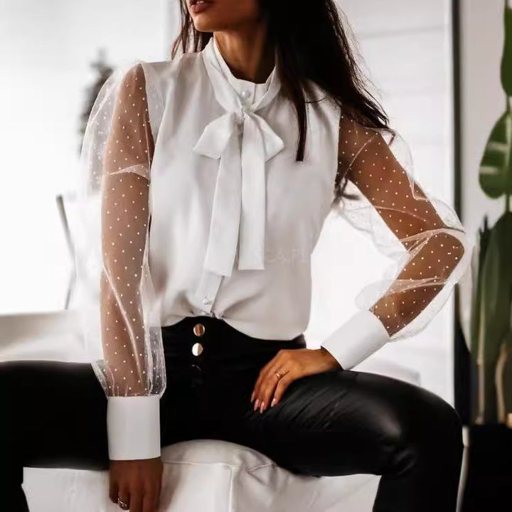 Elegant blouse for women with transparent sleeves Lune London