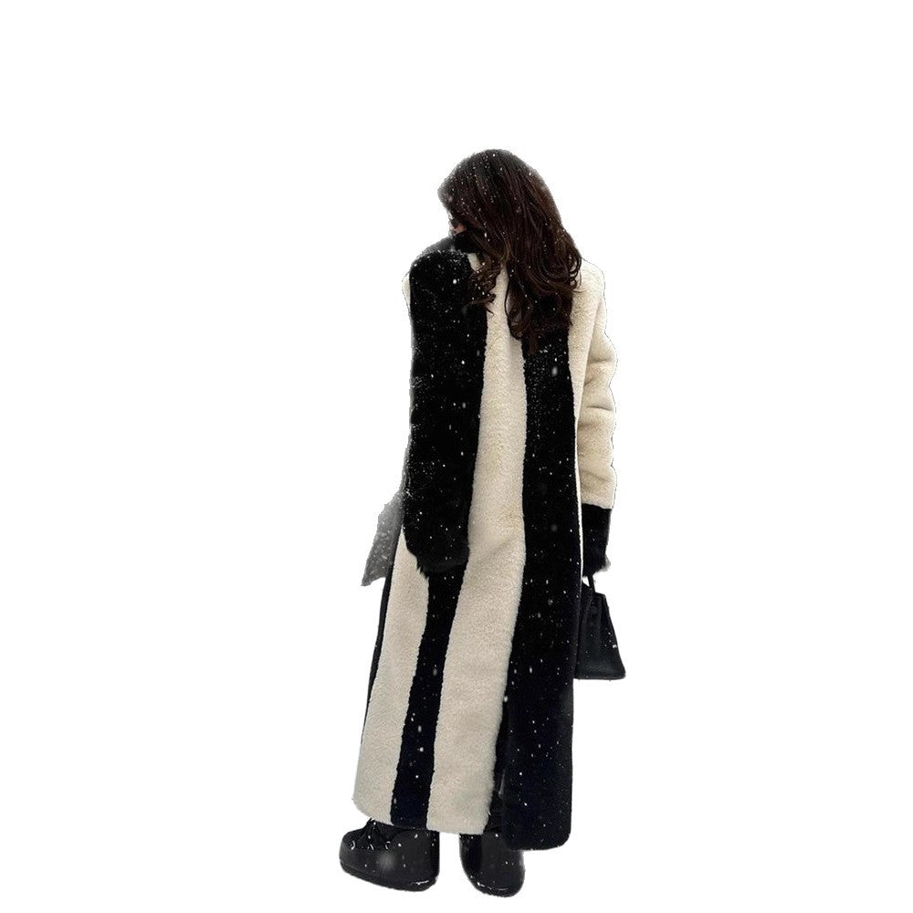 Women's Long Teddy Fur Coat with Contrast Hood Amarae