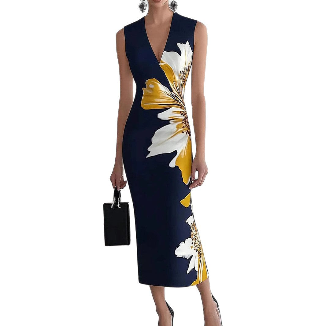 Ladies Elegant Floral Print Midi Dress Lune London