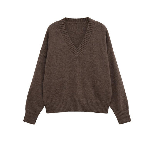 Comfortable women's sweater with a high-quality V-neck in wool Amarae