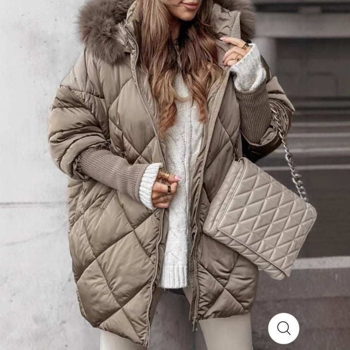 Women's quilted winter parka with detachable hood Lune London