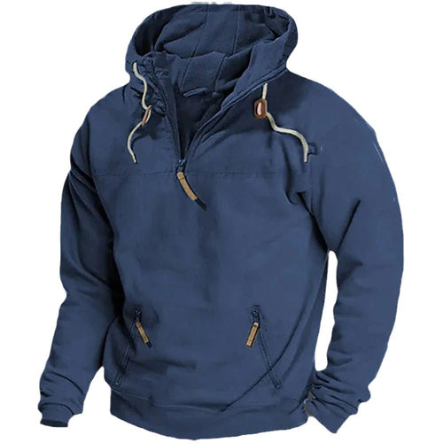 Casual men's sweater with half-zip and practical kangaroo pockets Amarae