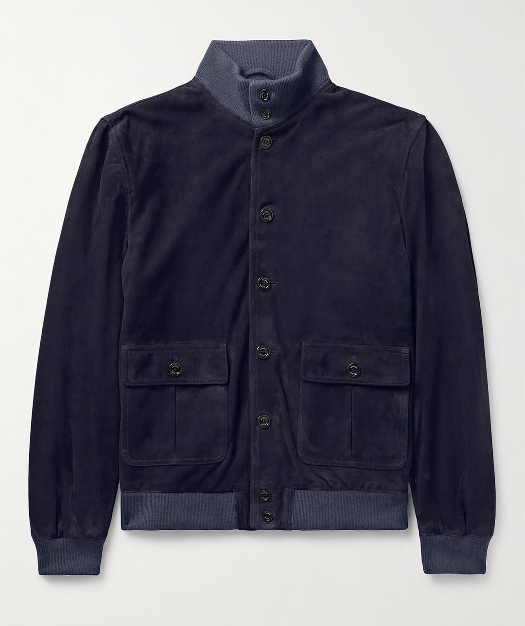 Trendy transitional jacket for men with high collar and patch pockets Lune London