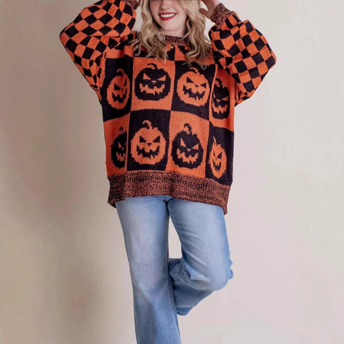 Ladies Large, comfortable knitted sweater with ghost design Amarae