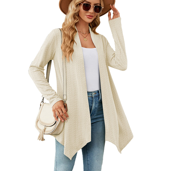 Ladies knitted vest with structured waffle pattern and open front Lune London