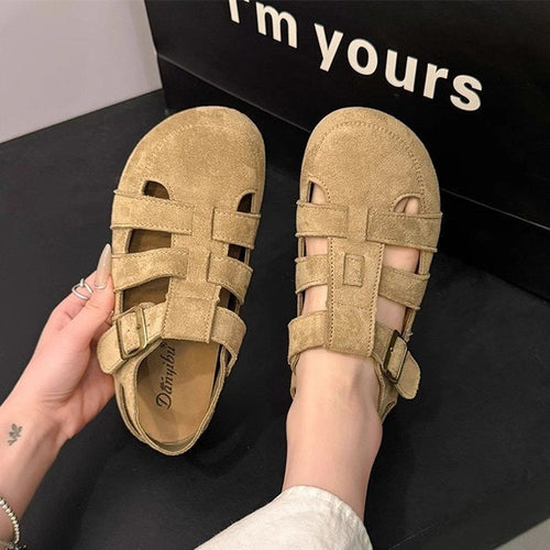 Women's Strappy Sandals Made of Soft Suede with Adjustable Strap Design and Non-Slip Sole Amarae