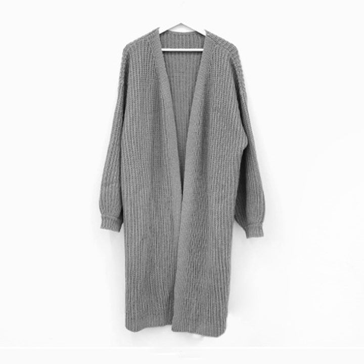 Women Thick Knit Cardigan with Open Front and Relaxed Fit Lune London